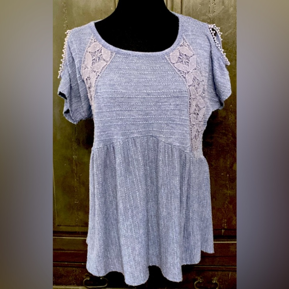 Style & Co open shoulders OS shortsleeved sweater blouse size XS but fits M